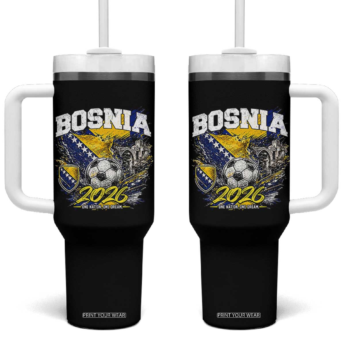 Bosnia Soccer Jersey Pride 2026 Tumbler With Handle One Nation One Dream Heritage Football Sports Fan