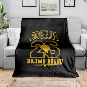 Lets Go Bosnia 2026 Hajmo Bosno Vintage Varsity Sports Style Throw Blanket Bosnia Herzegovina Map Soccer Lover Football Fan