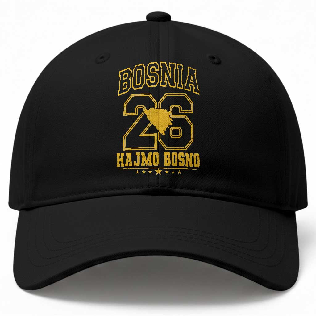 Lets Go Bosnia 2026 Hajmo Bosno Vintage Varsity Sports Style Baseball Cap Bosnia Herzegovina Map Soccer Lover Football Fan