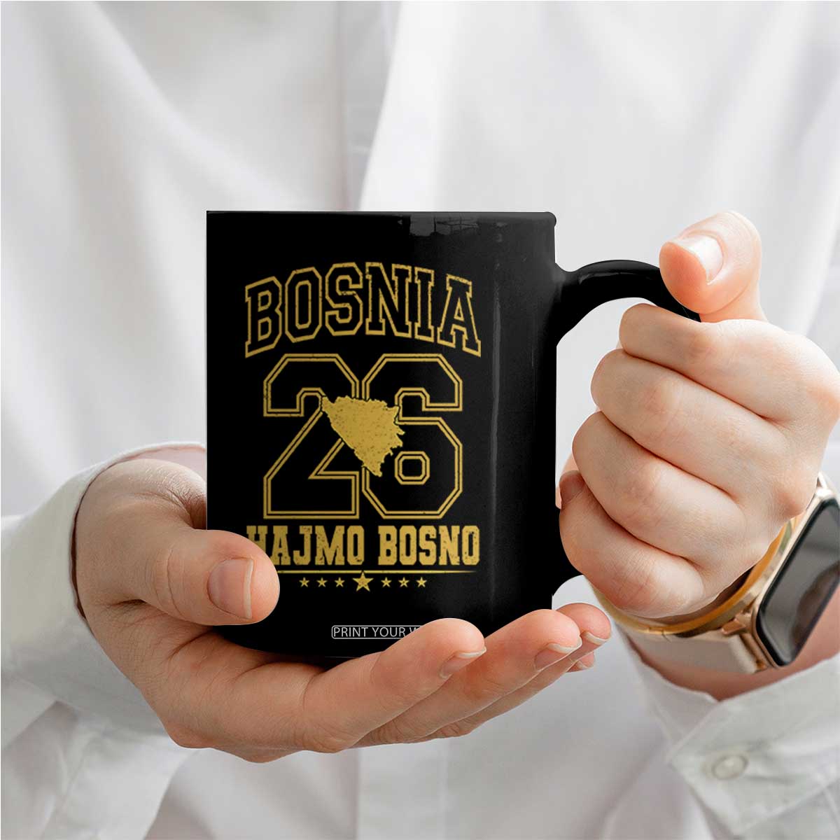 Lets Go Bosnia 2026 Hajmo Bosno Vintage Varsity Sports Style Coffee Mug Bosnia Herzegovina Map Soccer Lover Football Fan