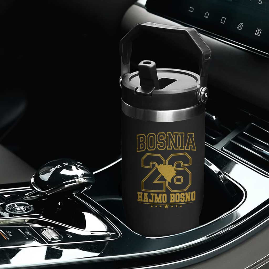 Lets Go Bosnia 2026 Hajmo Bosno Vintage Varsity Sports Style Flip Straw Tumbler Bosnia Herzegovina Map Soccer Lover Football Fan