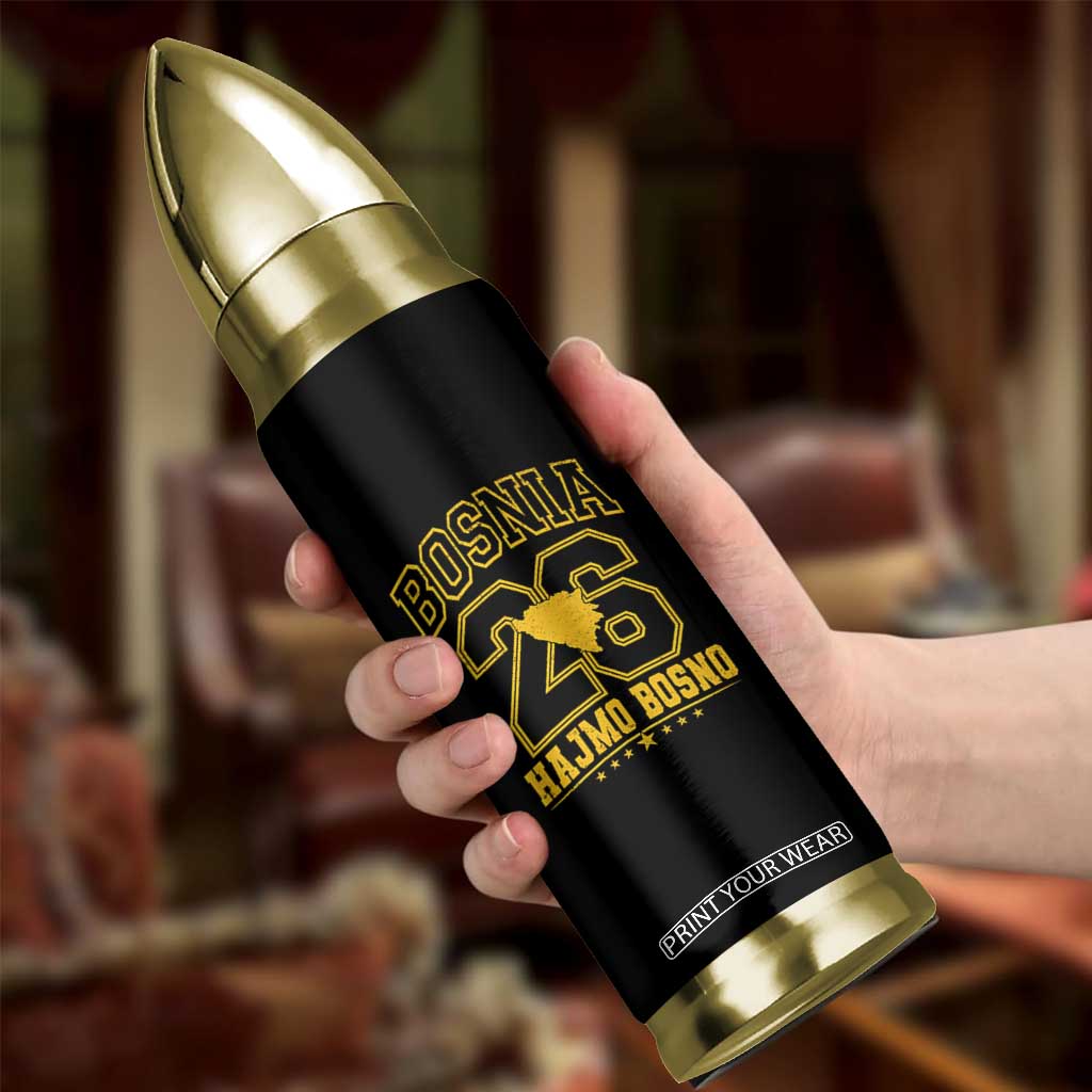 Lets Go Bosnia 2026 Hajmo Bosno Vintage Varsity Sports Style Bullet Tumbler Bosnia Herzegovina Map Soccer Lover Football Fan