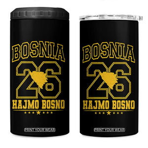 Lets Go Bosnia 2026 Hajmo Bosno Vintage Varsity Sports Style 4 in 1 Can Cooler Tumbler Bosnia Herzegovina Map Soccer Lover Football Fan