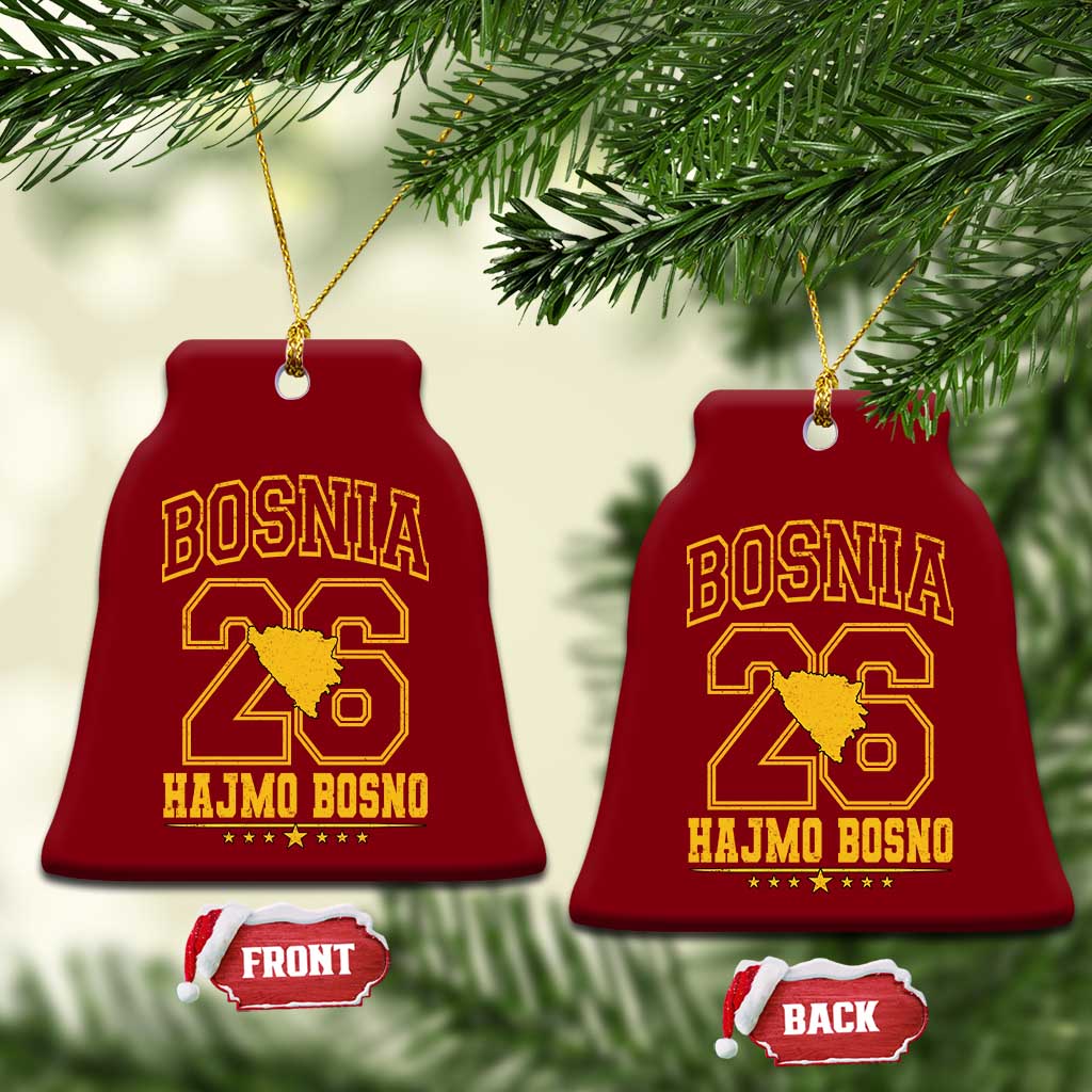 Lets Go Bosnia 2026 Hajmo Bosno Vintage Varsity Sports Style Ceramic Ornament Bosnia Herzegovina Map Soccer Lover Football Fan TS02 Print Your Wear