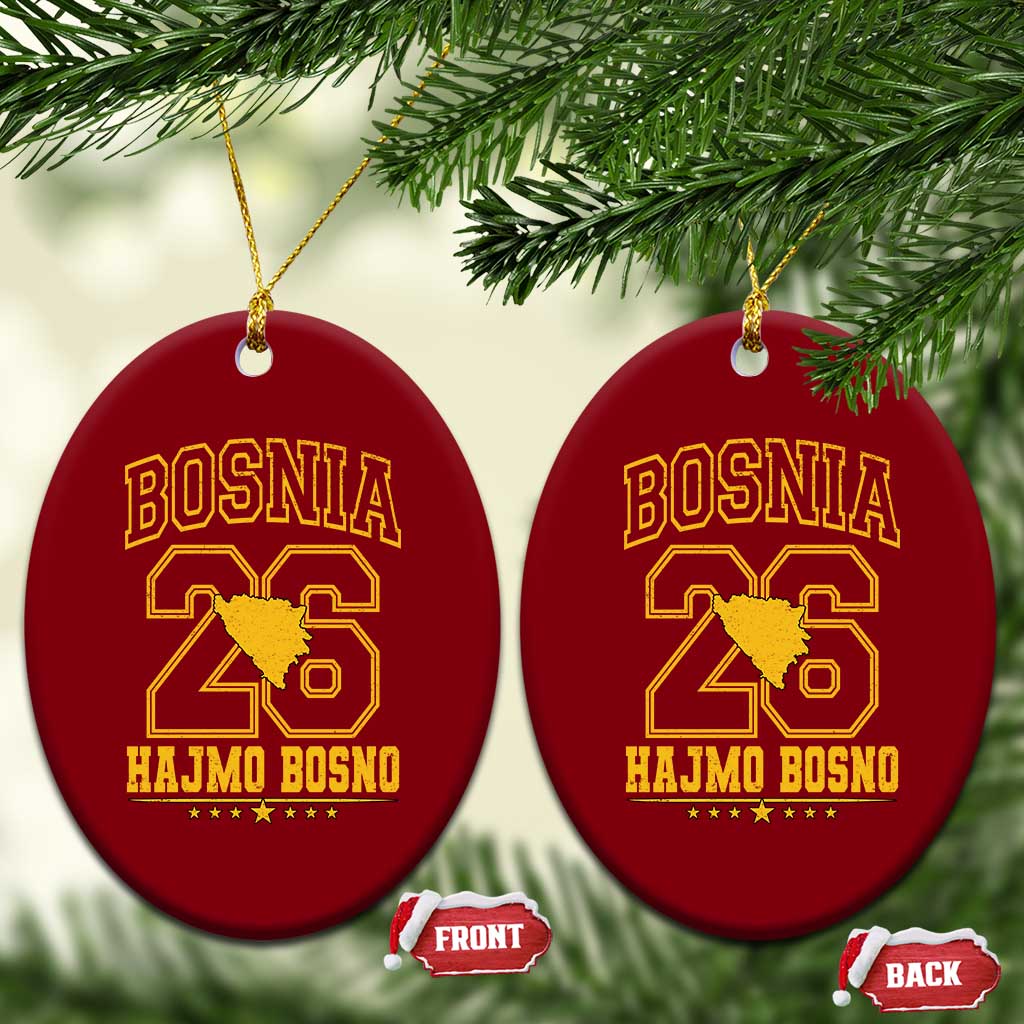 Lets Go Bosnia 2026 Hajmo Bosno Vintage Varsity Sports Style Ceramic Ornament Bosnia Herzegovina Map Soccer Lover Football Fan TS02 Print Your Wear