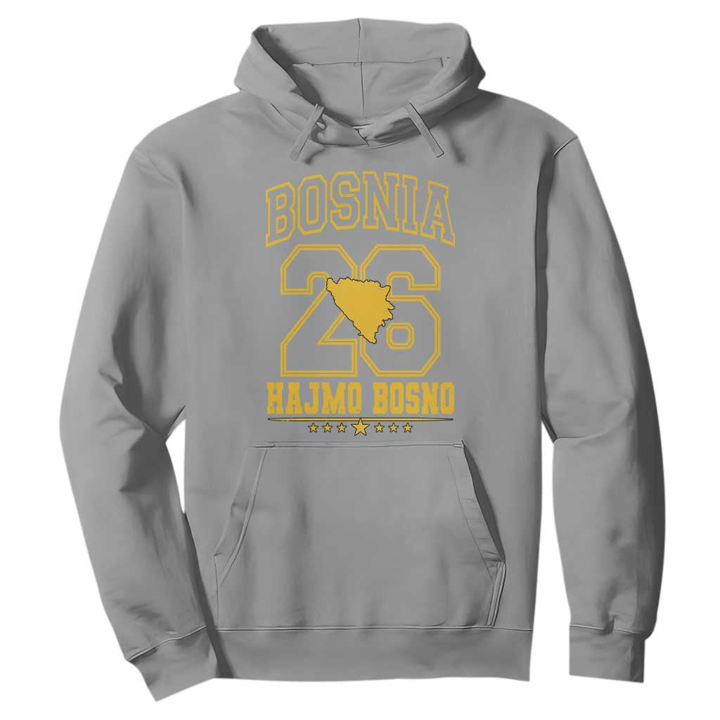 Lets Go Bosnia 2026 Hajmo Bosno Vintage Varsity Sports Style Hoodie Bosnia Herzegovina Map Soccer Lover Football Fan TS02 Sport Gray Print Your Wear