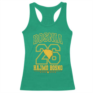 Lets Go Bosnia 2026 Hajmo Bosno Vintage Varsity Sports Style Racerback Tank Top Bosnia Herzegovina Map Soccer Lover Football Fan TS02 Irish Green Print Your Wear