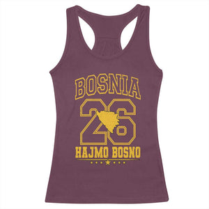 Lets Go Bosnia 2026 Hajmo Bosno Vintage Varsity Sports Style Racerback Tank Top Bosnia Herzegovina Map Soccer Lover Football Fan TS02 Maroon Print Your Wear
