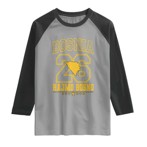 Lets Go Bosnia 2026 Hajmo Bosno Vintage Varsity Sports Style Raglan Shirt Bosnia Herzegovina Map Soccer Lover Football Fan TS02 Sport Gray Black Print Your Wear