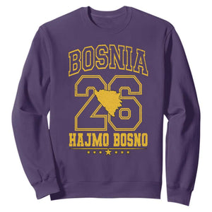 Lets Go Bosnia 2026 Hajmo Bosno Vintage Varsity Sports Style Sweatshirt Bosnia Herzegovina Map Soccer Lover Football Fan TS02 Purple Print Your Wear