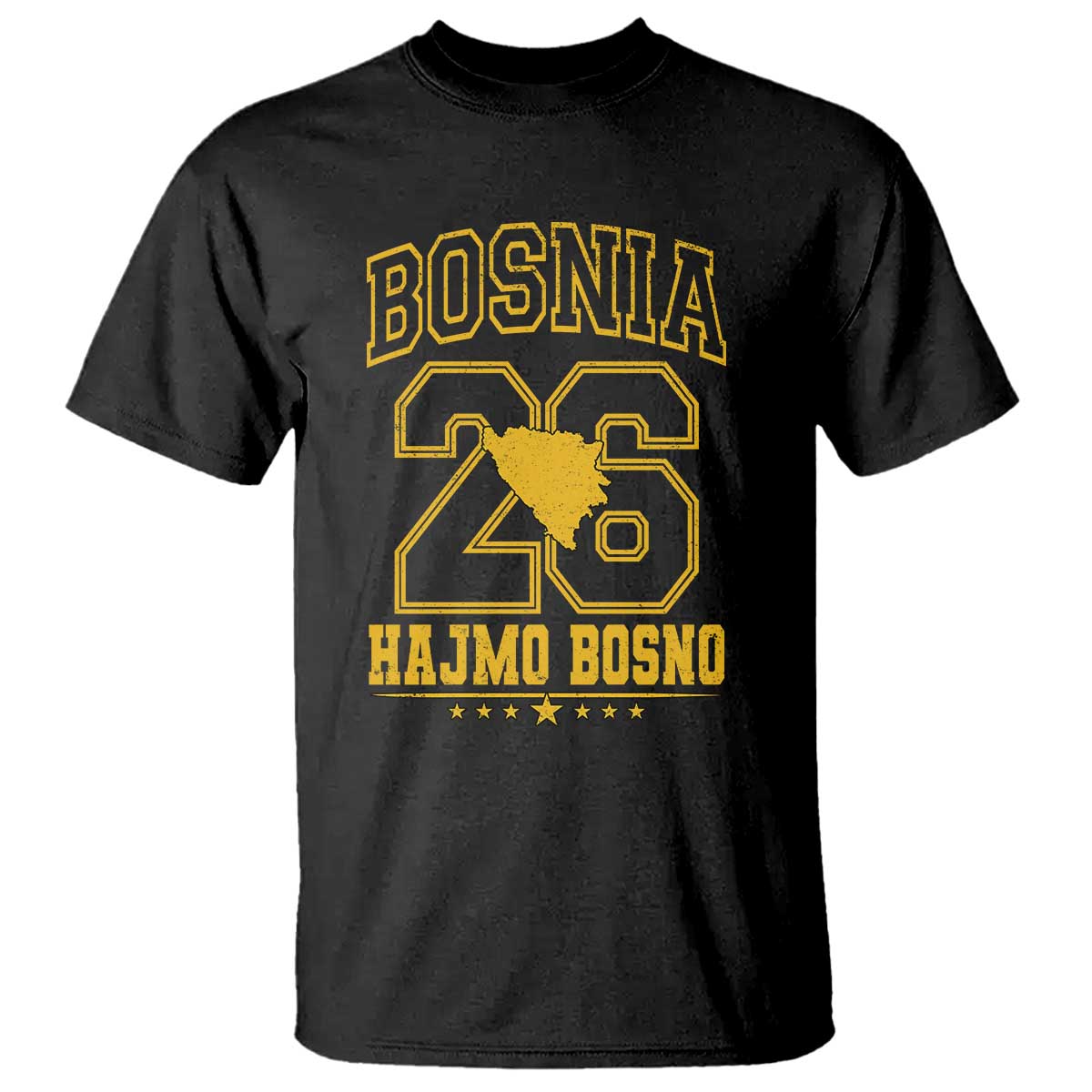 Lets Go Bosnia 2026 Hajmo Bosno Vintage Varsity Sports Style T Shirt Bosnia Herzegovina Map Soccer Lover Football Fan TS02 Black Print Your Wear