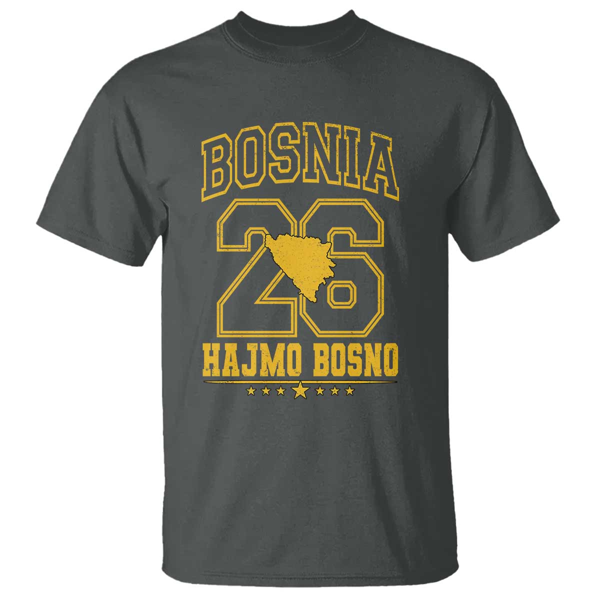 Lets Go Bosnia 2026 Hajmo Bosno Vintage Varsity Sports Style T Shirt Bosnia Herzegovina Map Soccer Lover Football Fan TS02 Dark Heather Print Your Wear