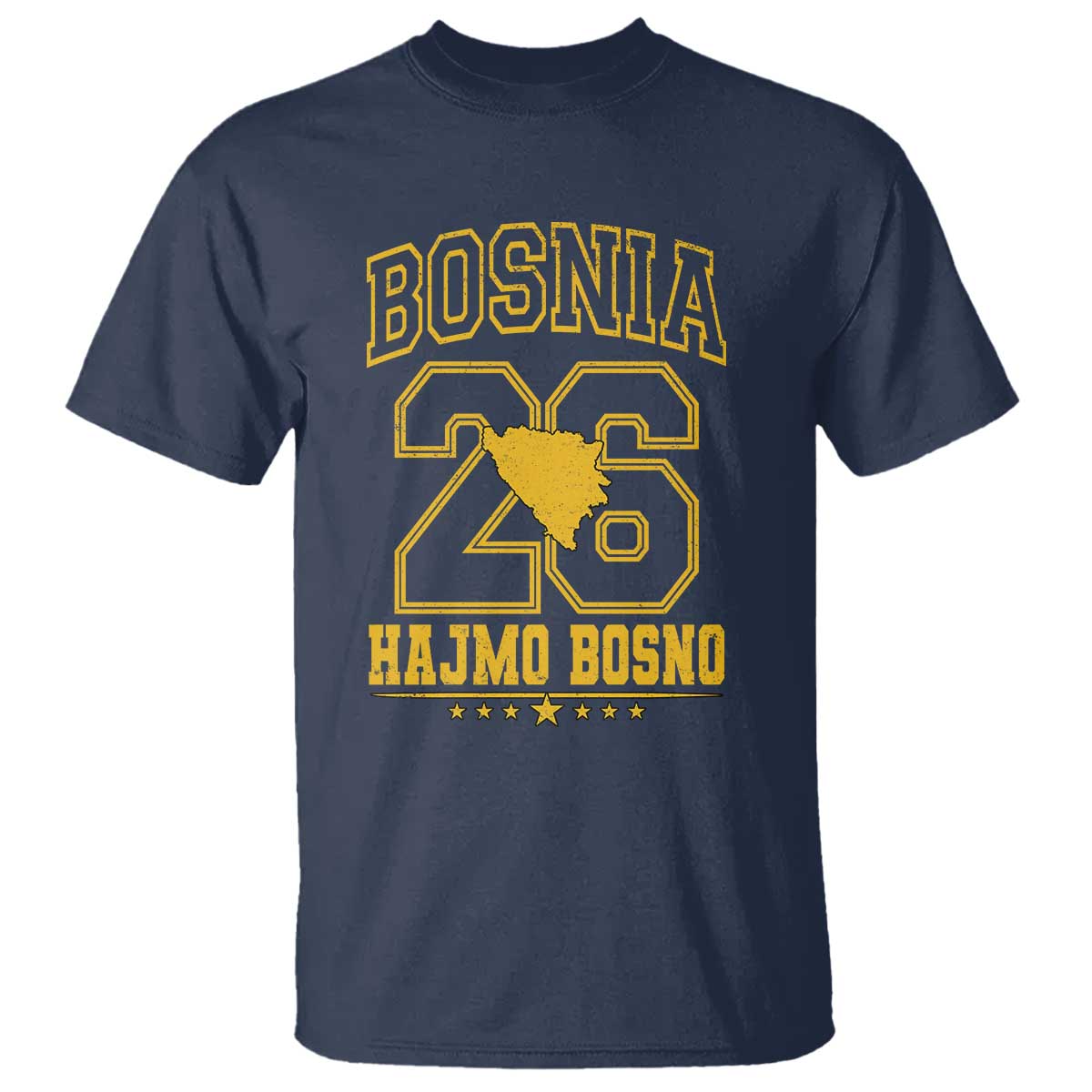 Lets Go Bosnia 2026 Hajmo Bosno Vintage Varsity Sports Style T Shirt Bosnia Herzegovina Map Soccer Lover Football Fan TS02 Navy Print Your Wear