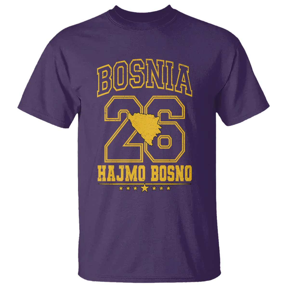 Lets Go Bosnia 2026 Hajmo Bosno Vintage Varsity Sports Style T Shirt Bosnia Herzegovina Map Soccer Lover Football Fan TS02 Purple Print Your Wear