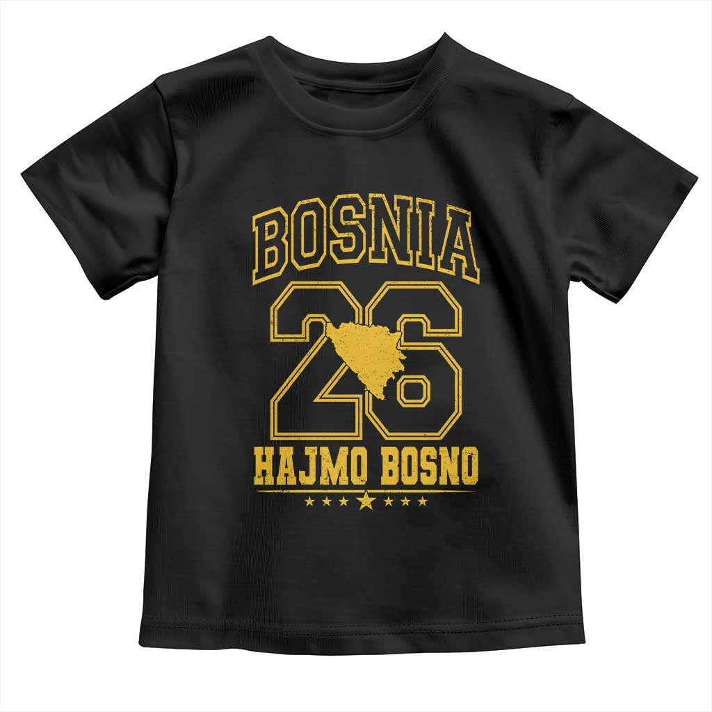 Lets Go Bosnia 2026 Hajmo Bosno Vintage Varsity Sports Style Toddler T Shirt Bosnia Herzegovina Map Soccer Lover Football Fan TS02 Black Print Your Wear
