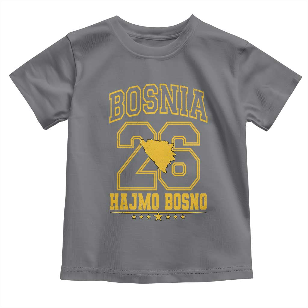 Lets Go Bosnia 2026 Hajmo Bosno Vintage Varsity Sports Style Toddler T Shirt Bosnia Herzegovina Map Soccer Lover Football Fan TS02 Charcoal Print Your Wear