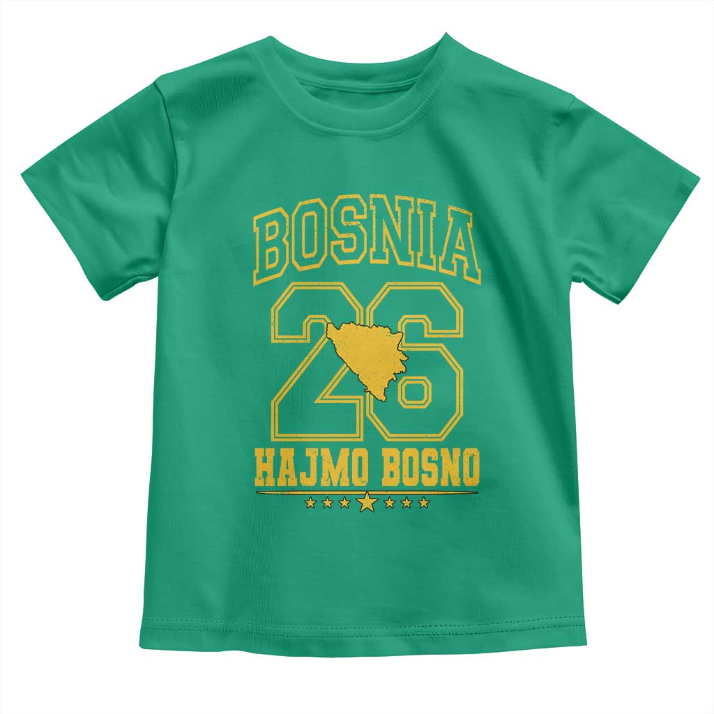 Lets Go Bosnia 2026 Hajmo Bosno Vintage Varsity Sports Style Toddler T Shirt Bosnia Herzegovina Map Soccer Lover Football Fan TS02 Irish Green Print Your Wear