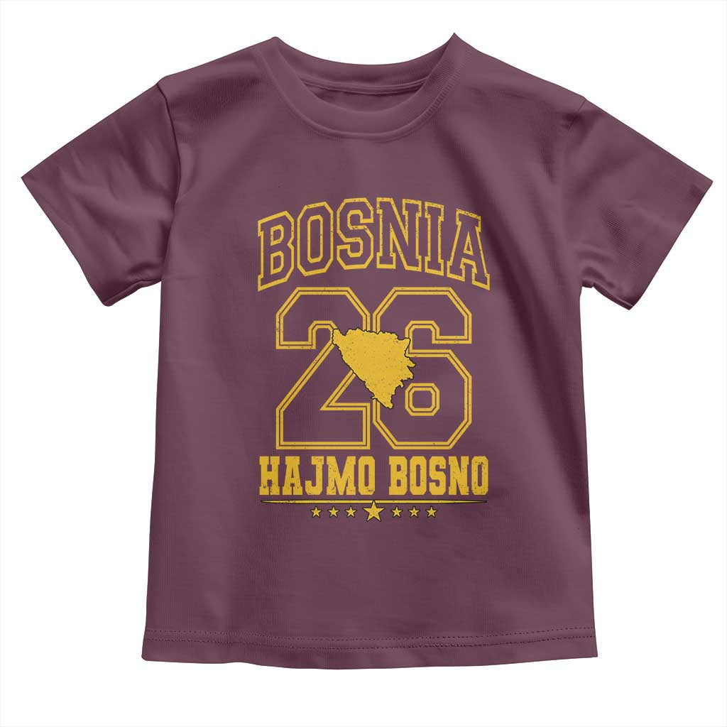 Lets Go Bosnia 2026 Hajmo Bosno Vintage Varsity Sports Style Toddler T Shirt Bosnia Herzegovina Map Soccer Lover Football Fan TS02 Maroon Print Your Wear
