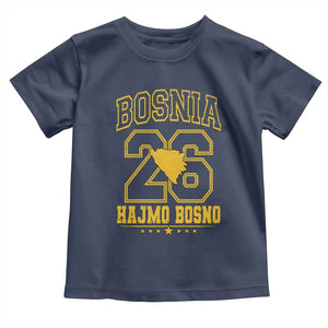 Lets Go Bosnia 2026 Hajmo Bosno Vintage Varsity Sports Style Toddler T Shirt Bosnia Herzegovina Map Soccer Lover Football Fan TS02 Navy Print Your Wear