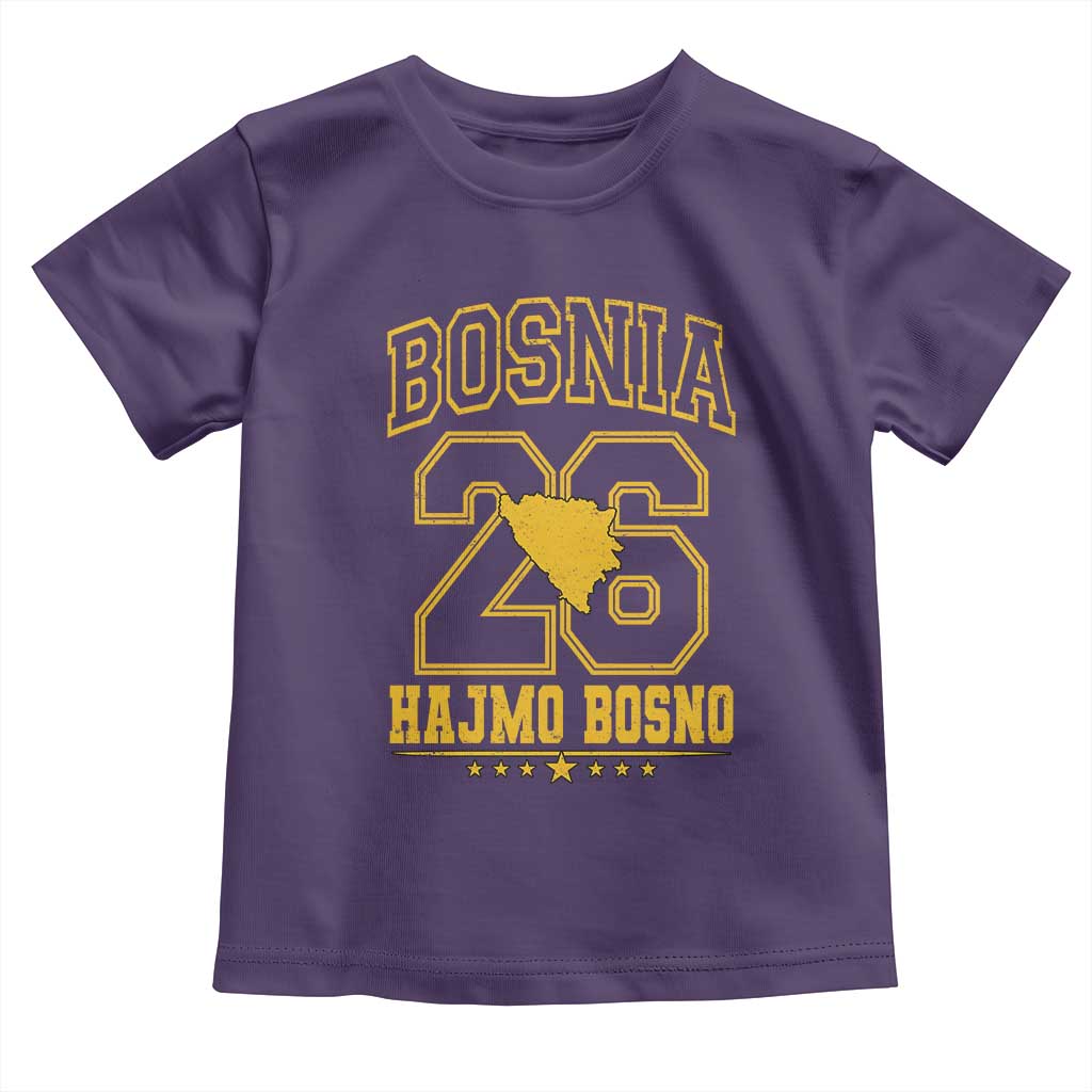Lets Go Bosnia 2026 Hajmo Bosno Vintage Varsity Sports Style Toddler T Shirt Bosnia Herzegovina Map Soccer Lover Football Fan TS02 Purple Print Your Wear