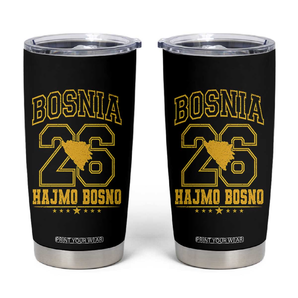 Lets Go Bosnia 2026 Hajmo Bosno Vintage Varsity Sports Style Tumbler Cup Bosnia Herzegovina Map Soccer Lover Football Fan