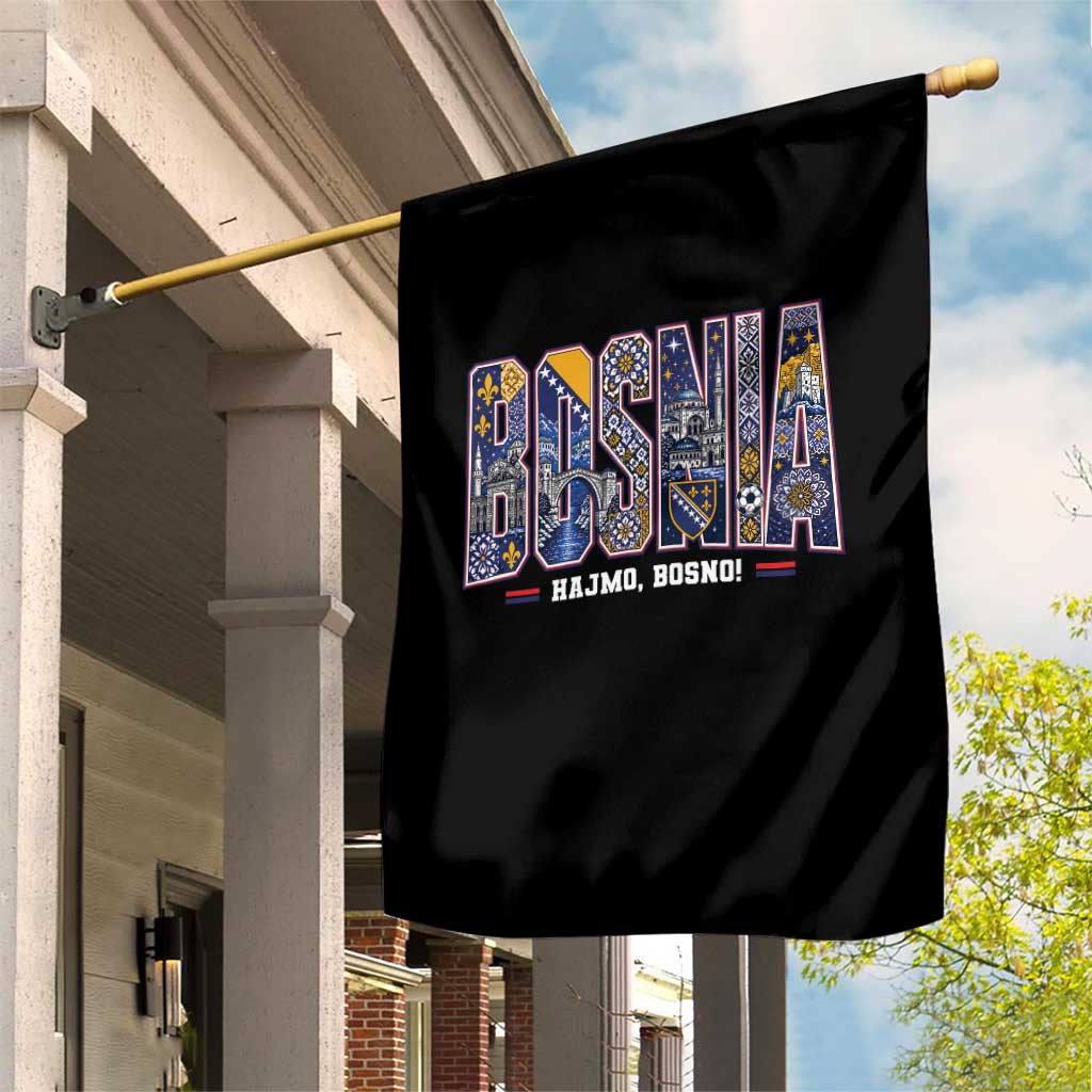 Lets Go Bosnia Heritage Hajmo Bosno Cultural Mosaic Pattern Garden Flag Bosnia Herzegovina Map Soccer Lover Football Fan
