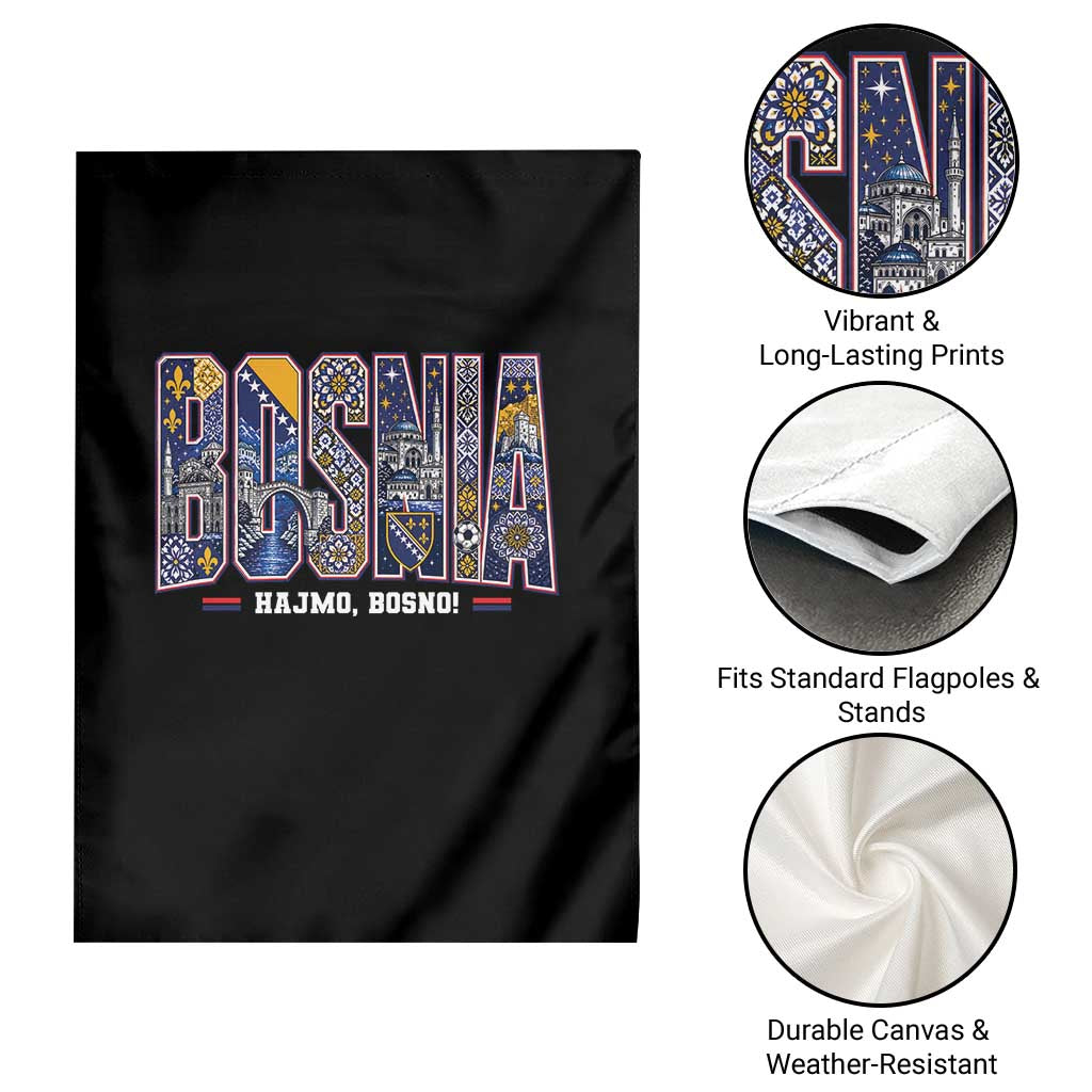 Lets Go Bosnia Heritage Hajmo Bosno Cultural Mosaic Pattern Garden Flag Bosnia Herzegovina Map Soccer Lover Football Fan