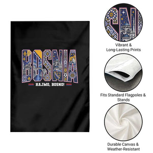 Lets Go Bosnia Heritage Hajmo Bosno Cultural Mosaic Pattern Garden Flag Bosnia Herzegovina Map Soccer Lover Football Fan