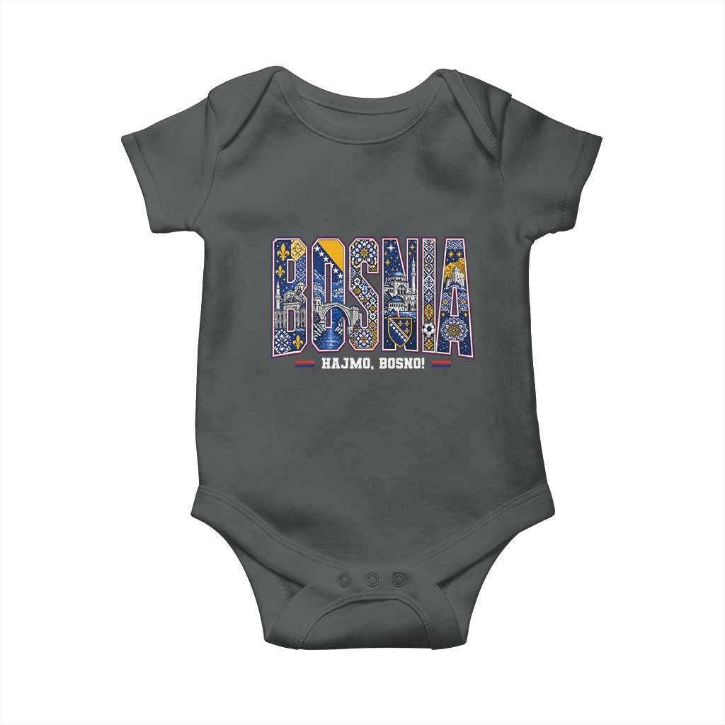 Lets Go Bosnia Heritage Hajmo Bosno Cultural Mosaic Pattern Baby Onesie Bosnia Herzegovina Map Soccer Lover Football Fan TS02 Dark Heather Print Your Wear