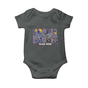 Lets Go Bosnia Heritage Hajmo Bosno Cultural Mosaic Pattern Baby Onesie Bosnia Herzegovina Map Soccer Lover Football Fan TS02 Dark Heather Print Your Wear