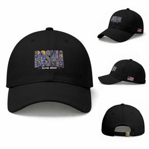 Lets Go Bosnia Heritage Hajmo Bosno Cultural Mosaic Pattern Baseball Cap Bosnia Herzegovina Map Soccer Lover Football Fan