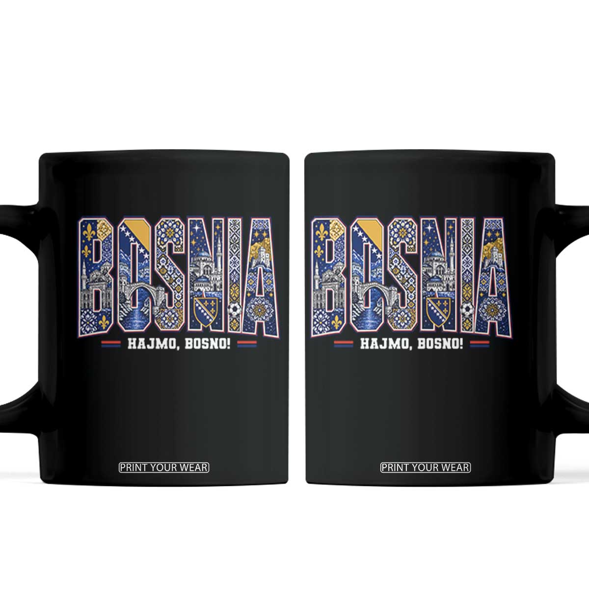 Lets Go Bosnia Heritage Hajmo Bosno Cultural Mosaic Pattern Coffee Mug Bosnia Herzegovina Map Soccer Lover Football Fan