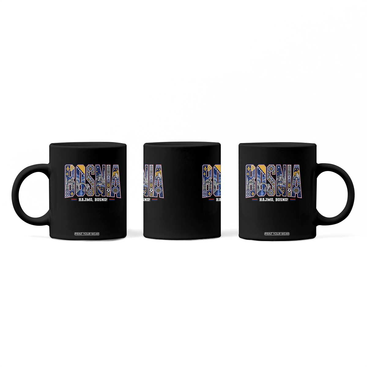 Lets Go Bosnia Heritage Hajmo Bosno Cultural Mosaic Pattern Coffee Mug Bosnia Herzegovina Map Soccer Lover Football Fan