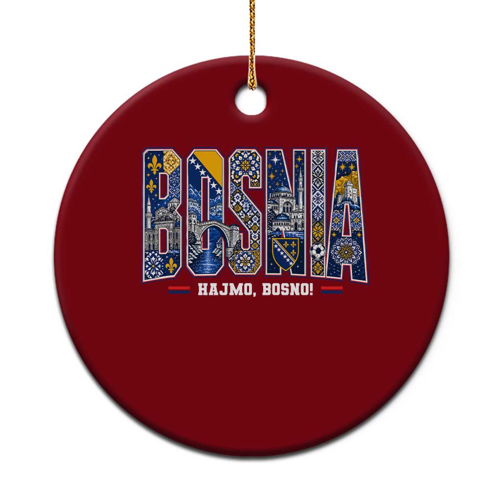 Lets Go Bosnia Heritage Hajmo Bosno Cultural Mosaic Pattern Ceramic Ornament Bosnia Herzegovina Map Soccer Lover Football Fan TS02 1pc Red Print Your Wear