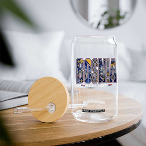 Lets Go Bosnia Heritage Hajmo Bosno Cultural Mosaic Pattern Glass Can Bosnia Herzegovina Map Soccer Lover Football Fan