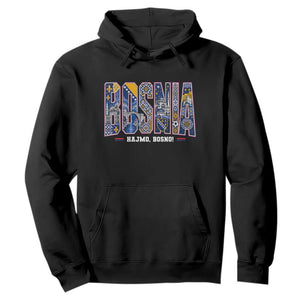 Lets Go Bosnia Heritage Hajmo Bosno Cultural Mosaic Pattern Hoodie Bosnia Herzegovina Map Soccer Lover Football Fan TS02 Black Print Your Wear