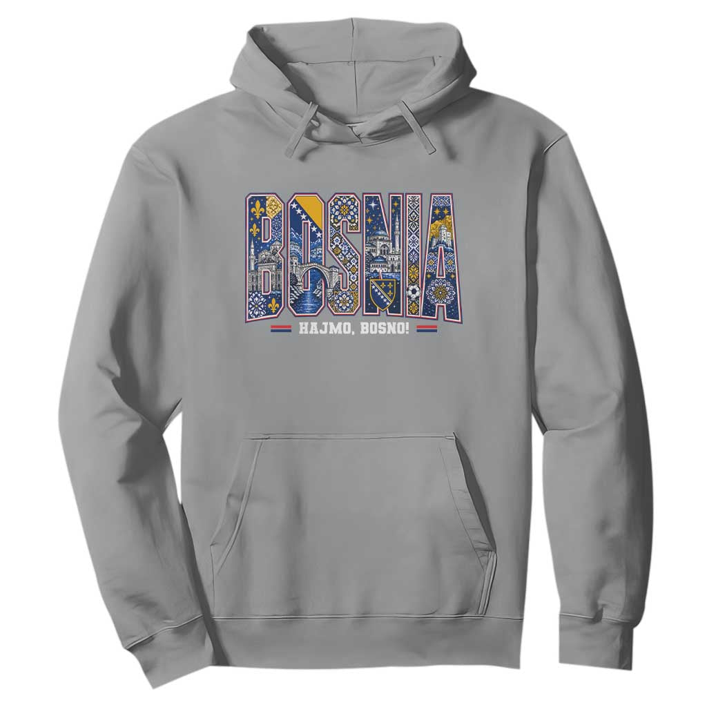 Lets Go Bosnia Heritage Hajmo Bosno Cultural Mosaic Pattern Hoodie Bosnia Herzegovina Map Soccer Lover Football Fan TS02 Sport Gray Print Your Wear