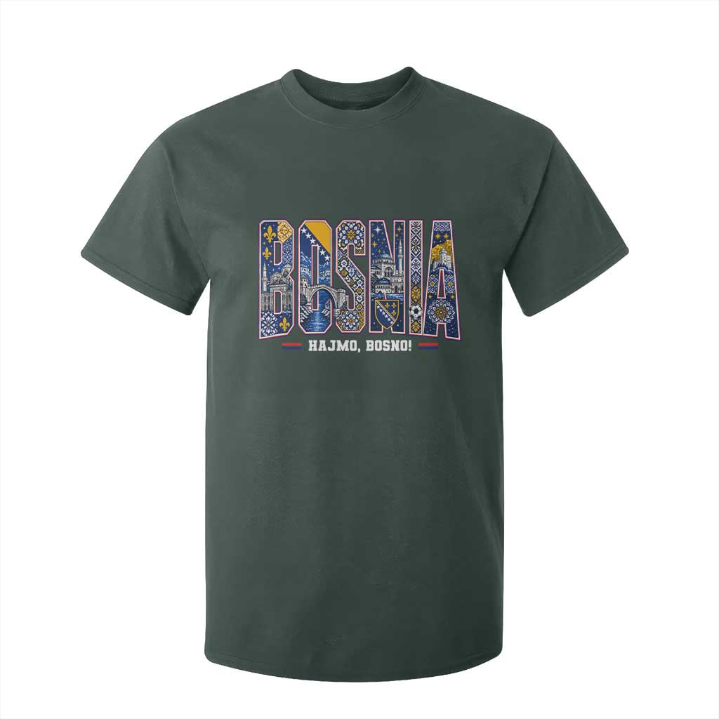 Lets Go Bosnia Heritage Hajmo Bosno Cultural Mosaic Pattern T Shirt For Kid Bosnia Herzegovina Map Soccer Lover Football Fan TS02 Dark Forest Green Print Your Wear