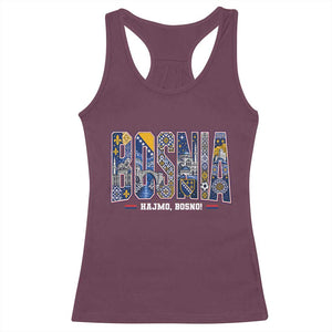 Lets Go Bosnia Heritage Hajmo Bosno Cultural Mosaic Pattern Racerback Tank Top Bosnia Herzegovina Map Soccer Lover Football Fan TS02 Maroon Print Your Wear