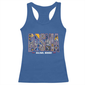 Lets Go Bosnia Heritage Hajmo Bosno Cultural Mosaic Pattern Racerback Tank Top Bosnia Herzegovina Map Soccer Lover Football Fan TS02 Royal Blue Print Your Wear