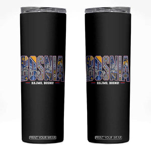 Lets Go Bosnia Heritage Hajmo Bosno Cultural Mosaic Pattern Skinny Tumbler Bosnia Herzegovina Map Soccer Lover Football Fan