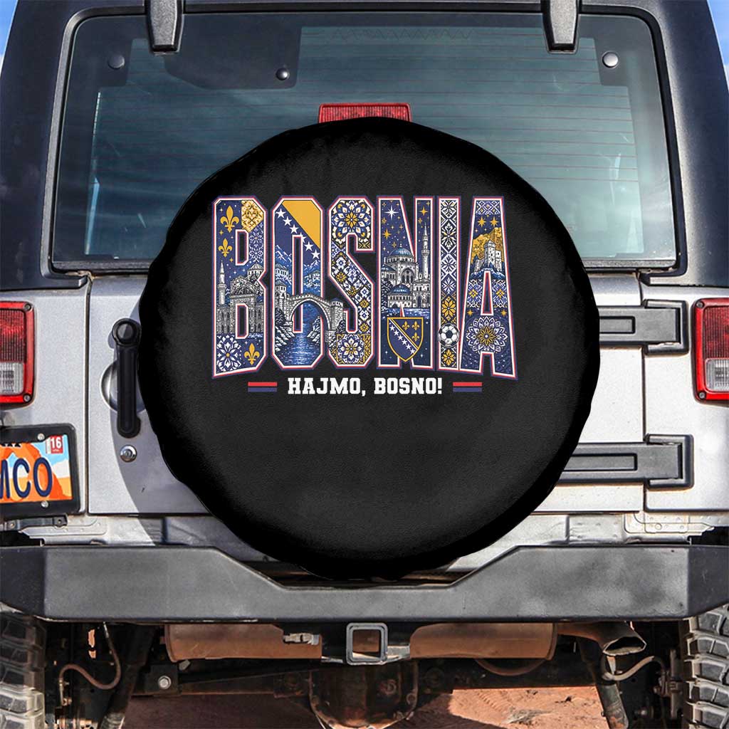 Lets Go Bosnia Heritage Hajmo Bosno Cultural Mosaic Pattern Spare Tire Cover Bosnia Herzegovina Map Soccer Lover Football Fan