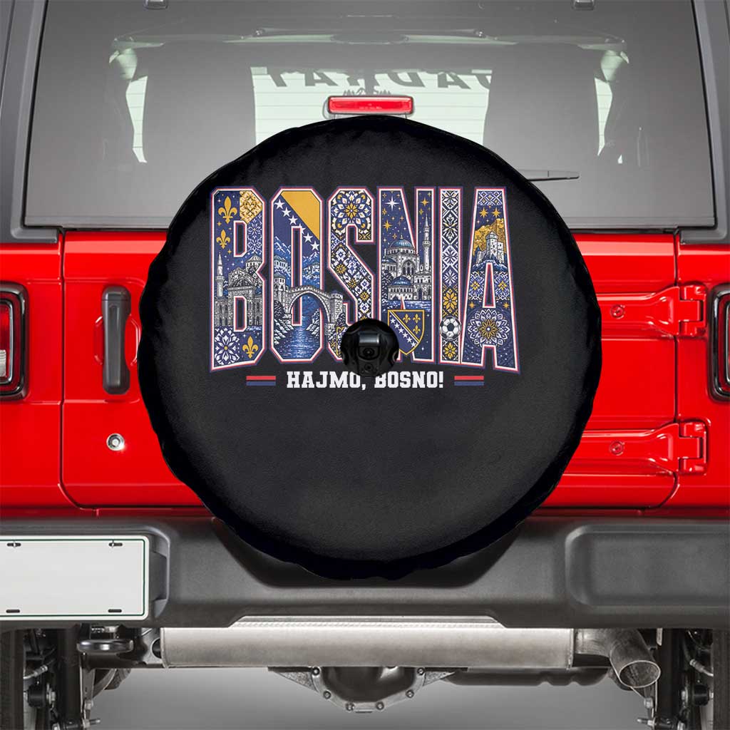 Lets Go Bosnia Heritage Hajmo Bosno Cultural Mosaic Pattern Spare Tire Cover Bosnia Herzegovina Map Soccer Lover Football Fan