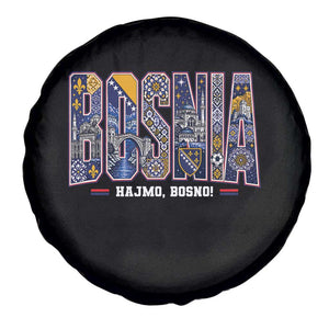 Lets Go Bosnia Heritage Hajmo Bosno Cultural Mosaic Pattern Spare Tire Cover Bosnia Herzegovina Map Soccer Lover Football Fan