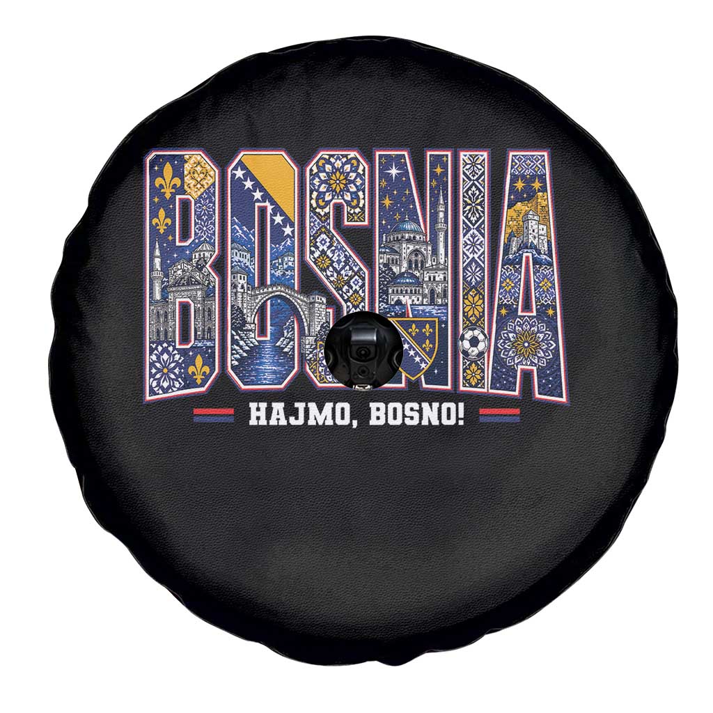 Lets Go Bosnia Heritage Hajmo Bosno Cultural Mosaic Pattern Spare Tire Cover Bosnia Herzegovina Map Soccer Lover Football Fan