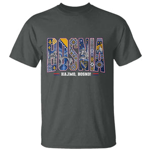 Lets Go Bosnia Heritage Hajmo Bosno Cultural Mosaic Pattern T Shirt Bosnia Herzegovina Map Soccer Lover Football Fan TS02 Dark Heather Print Your Wear