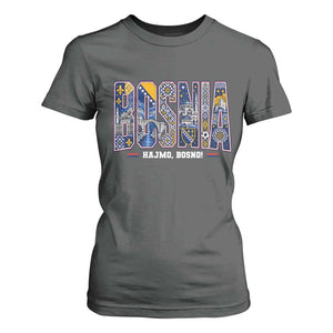 Lets Go Bosnia Heritage Hajmo Bosno Cultural Mosaic Pattern T Shirt For Women Bosnia Herzegovina Map Soccer Lover Football Fan TS02 Dark Heather Print Your Wear