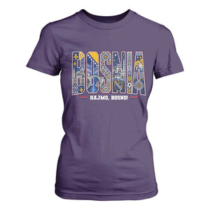 Lets Go Bosnia Heritage Hajmo Bosno Cultural Mosaic Pattern T Shirt For Women Bosnia Herzegovina Map Soccer Lover Football Fan TS02 Purple Print Your Wear