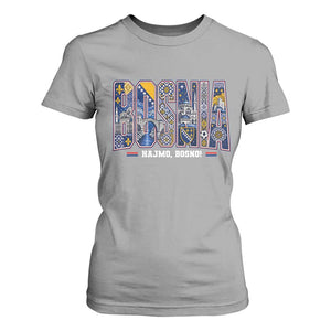 Lets Go Bosnia Heritage Hajmo Bosno Cultural Mosaic Pattern T Shirt For Women Bosnia Herzegovina Map Soccer Lover Football Fan TS02 Sport Gray Print Your Wear