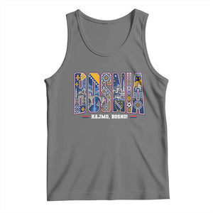 Lets Go Bosnia Heritage Hajmo Bosno Cultural Mosaic Pattern Tank Top Bosnia Herzegovina Map Soccer Lover Football Fan TS02 Black Heather Print Your Wear